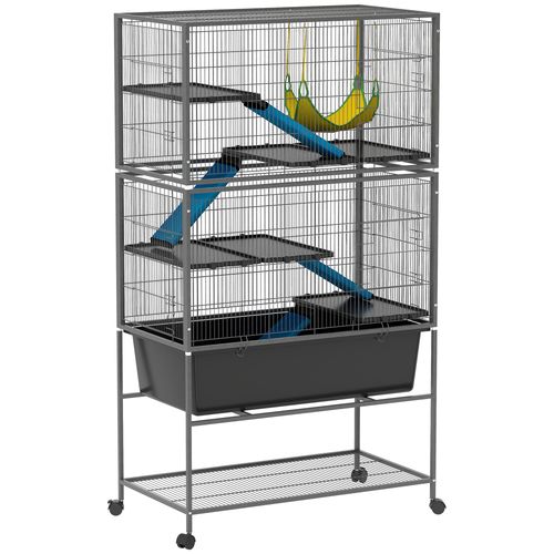 PawHut 5 Levels Rolling Small Animal Cage with Non Slip Cloth Covered Ramps