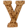 Hand Carved Wooden Flower Letter Y