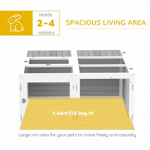 PawHut Rabbit Hutch Small Animal Guinea Pig House with Openable Roof Grey
