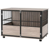 PawHut 80cm Dog Crate Furniture Dog Cage End Table Indoor w/ Doors, Cushion