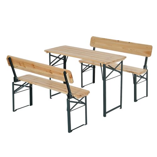 Outsunny 3PC Wooden Garden Picnic Set Patio Dining Table Bench Chair Party