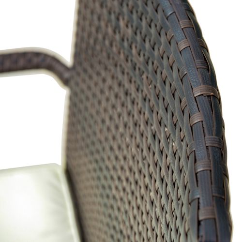 6-Seater Brown Rattan Garden Furniture Tempered Glass Table