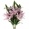 Pack of 6 x 100cm Large Pink Lily Stem - 18 Flowers