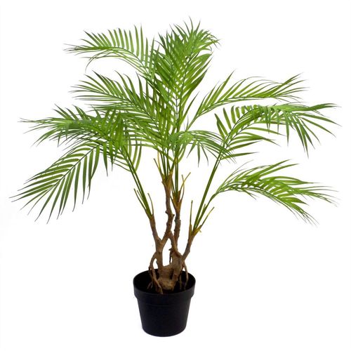 90cm Artificial Areca Palm Plant Twisted Detail Trunk with Silver Metal Plater