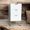 64CM WHITE WOODEN 3 DRAWER BEDSIDE TABLE