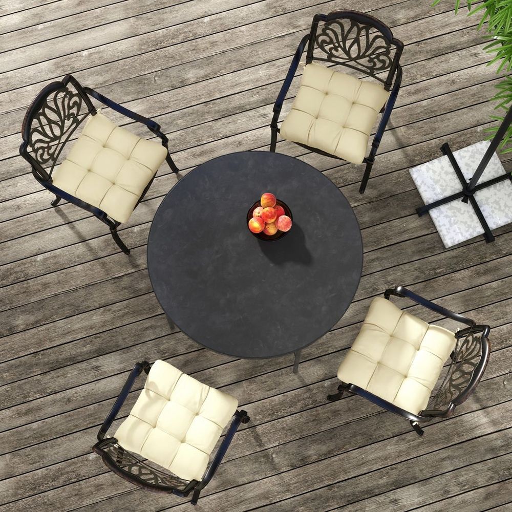 Premium Outdoor Seat Cushions - Set of 4, Garden Furniture, Beige - Flame Retardant, Fade-resistant, Water-resistant