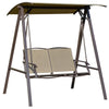 2-Seater Garden Swing Chair Bench w/ Adjustable Canopy, Brown