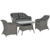 Outsunny 4 PCS Rattan Garden Furniture, Padded Cushions Conversation Sofa Set