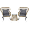 Stylish Brown Outdoor Patio Set - 3 PCS, Webbed PE Rattan, Steel Frame - Outsunny