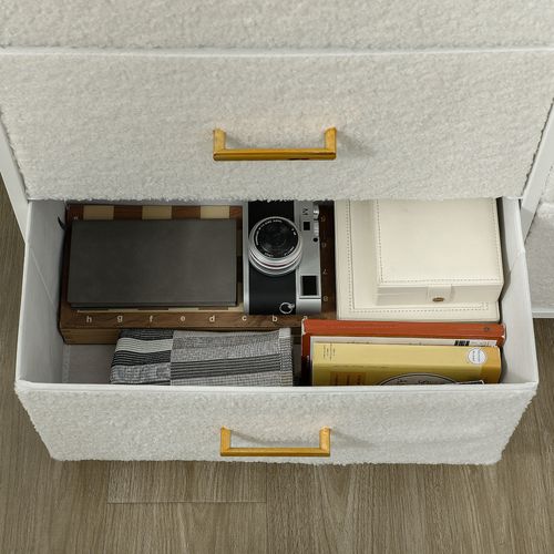 HOMCOM Chest of Drawers with 9 Drawers, Boucle Storage Organiser, Cream