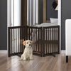 PawHut Freestanding Dog Gate Wood Doorway Safety Pet Barrier Fence Foldable w/Latch Support Feet Deep Brown, 155 x 76 cm