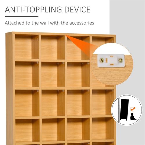 HOMCOM 480 CD/ 312 DVD Storage Unit, Media Storage Shelf, Wooden Display Unit with Adjustable Shelves, 89 x 130.5 cm, Beech Wood Finish