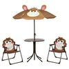 Kids Foldable Four-Piece Garden Set Table, Chairs, Umbrella