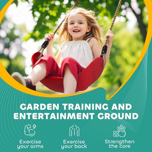 AIYAPLAY 10 Piece Zip Line Kit for Kids, for Outdoor Garden, Multicolour