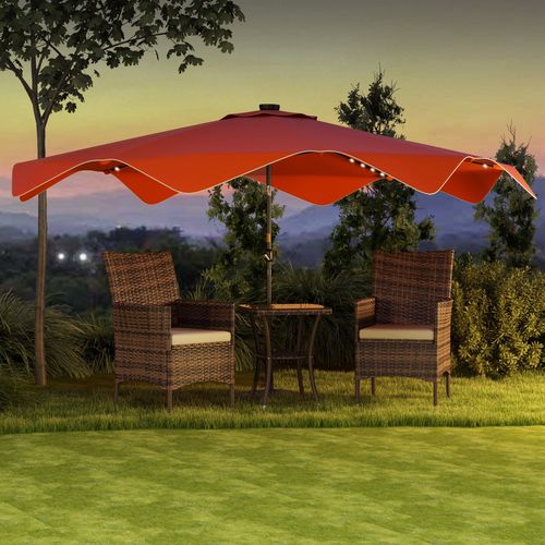 Outsunny Garden Parasol Umbrella with LED Lights and Tilt, Table Umbrella