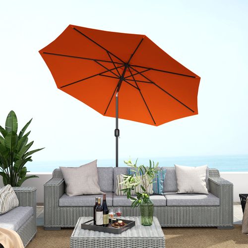 Outsunny 3(m) Garden Umbrella Outdoor Sunshade Canopy w/ Tilt & Crank Orange