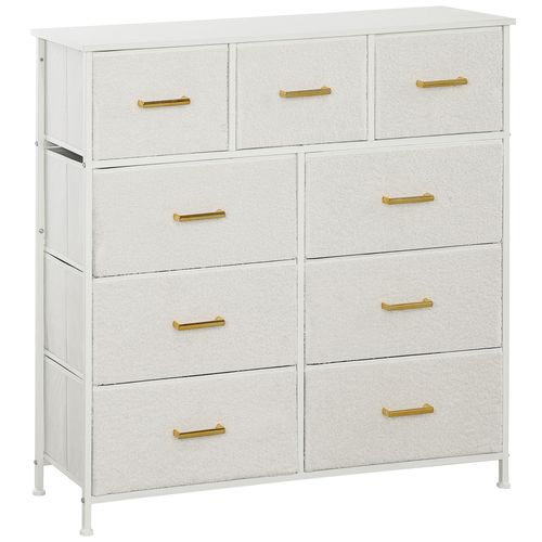 HOMCOM Chest of Drawers with 9 Drawers, Boucle Storage Organiser, Cream