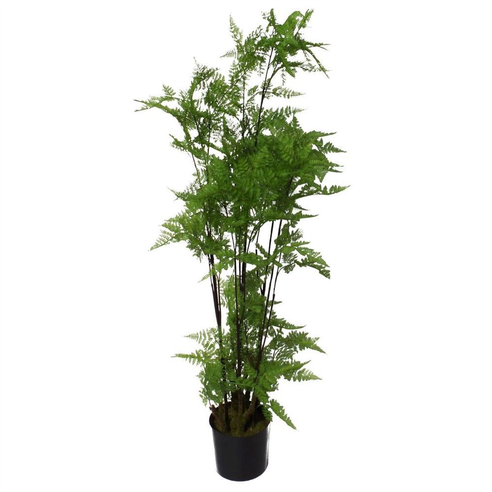 150cm Artificial Natural Moss Base Fern Foliage Plant with Silver Metal Planter