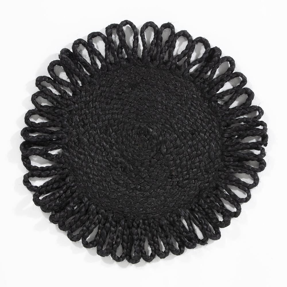 Premium Quality Thames Jute Star Placemats - Set of 2 - Black - 36x36cm