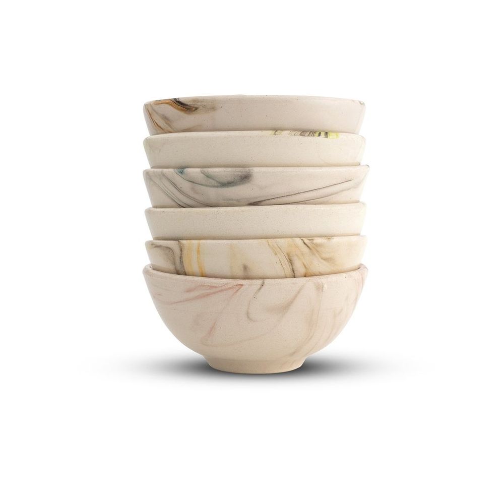 Handmade Ceramic Bowls Set of 6 Mocha 8cm
