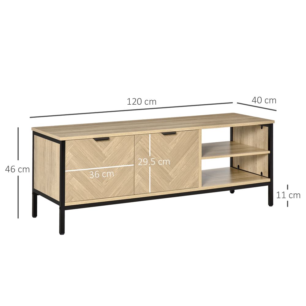 HOMCOM TV Stand for TVs up to 55 Inches, 2 Doors TV Cabinet with Adjustable Open Shelves for Living Room, Bedroom, Entertainment Room, Natural Wood