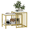 HOMCOM Modern Coffee Table Set of Two w/ Steel Frame Marble-Effect