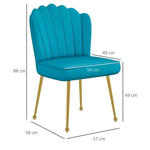 HOMCOM Velvet-Feel Shell Accent Chair Home Bedroom Lounge Metal Legs