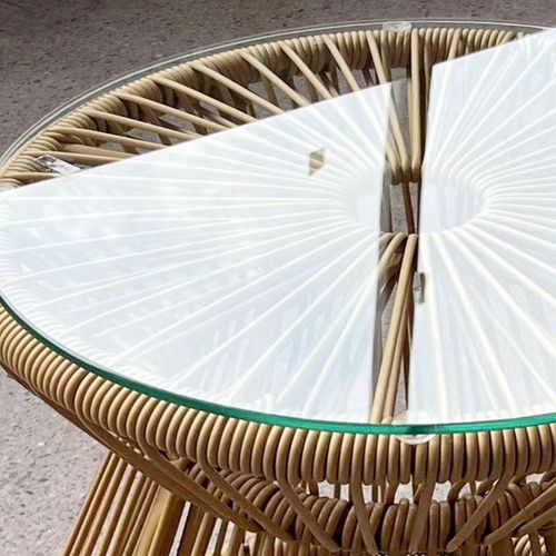 Outsunny PE Rattan End Table, Round Hollow Drum Design Side Table, Natural