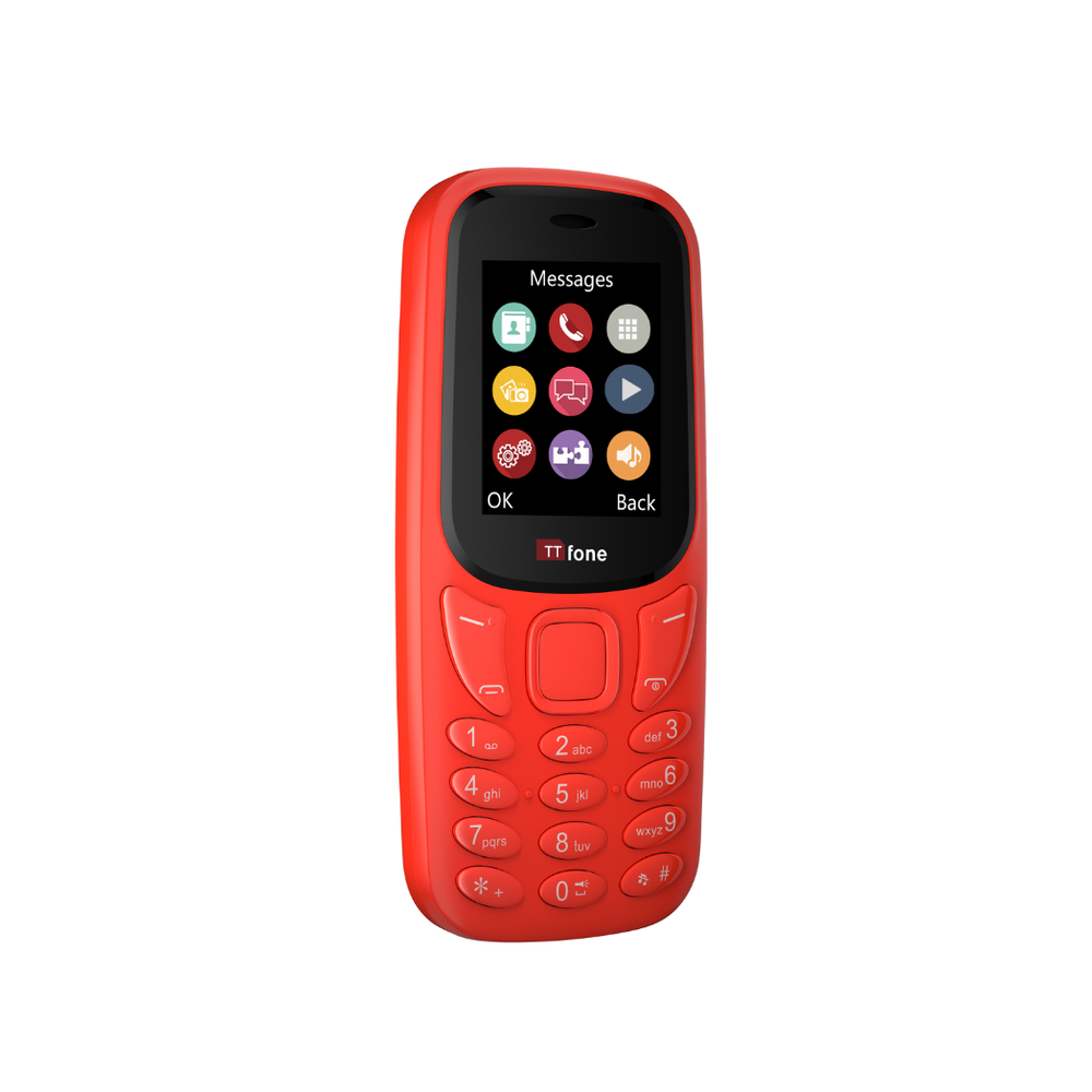 TTfone TT170 Red Dual SIM, Charger, Vodafone Pay As You Go. Unlocked for All SIMs.