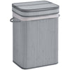 70L Flip Lid Bamboo Laundry Basket Grey