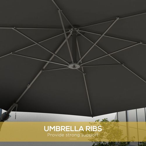 Outsunny Sun Parasol with Vent, Wall Umbrella for Patio, Garden, Pool, Grey