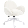 HOMCOM Fluffy Leisure Chair Office Chair with Backrest Wheels Cream White