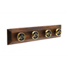 Four Bee Design Coat Knobs On A Wooden Base