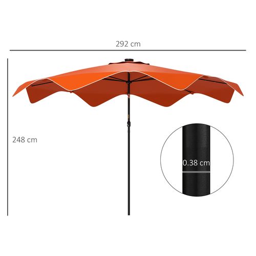 Outsunny Garden Parasol Umbrella with LED Lights and Tilt, Table Umbrella