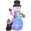 Outsunny 8FT Inflatable Snowman Holding Gift Box w/ Penguin and LED Lights