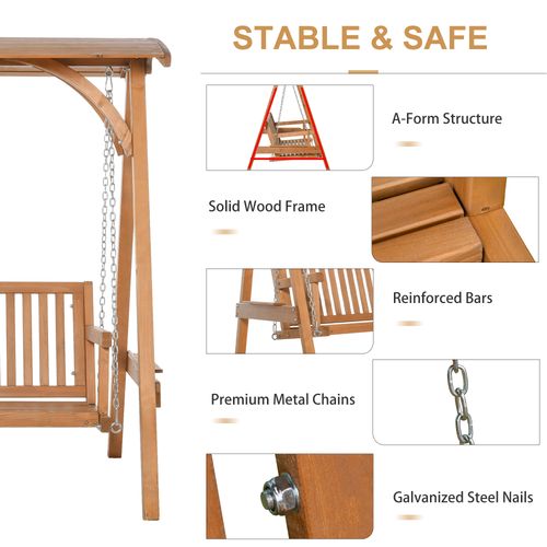 Wooden Garden Swing Chair Seat Hammock Bench Lounger Outdoor 3 Seater