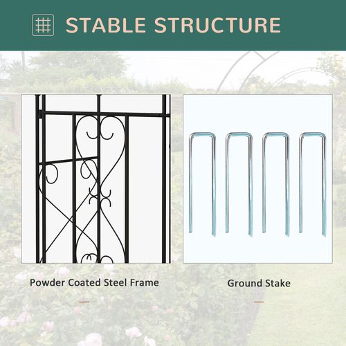 Outsunny Metal Garden Arch with Double Gate, Garden Arbor Climbing Plants