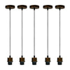 5-Pack Industrial Brushed Copper Pendant Light, Addable E27 Lamp Holder