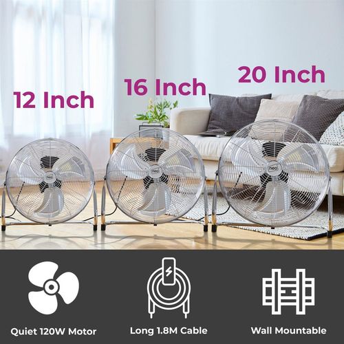 Neo High Velocity Chrome Metal Floor Freestanding Fan � 20 Inch