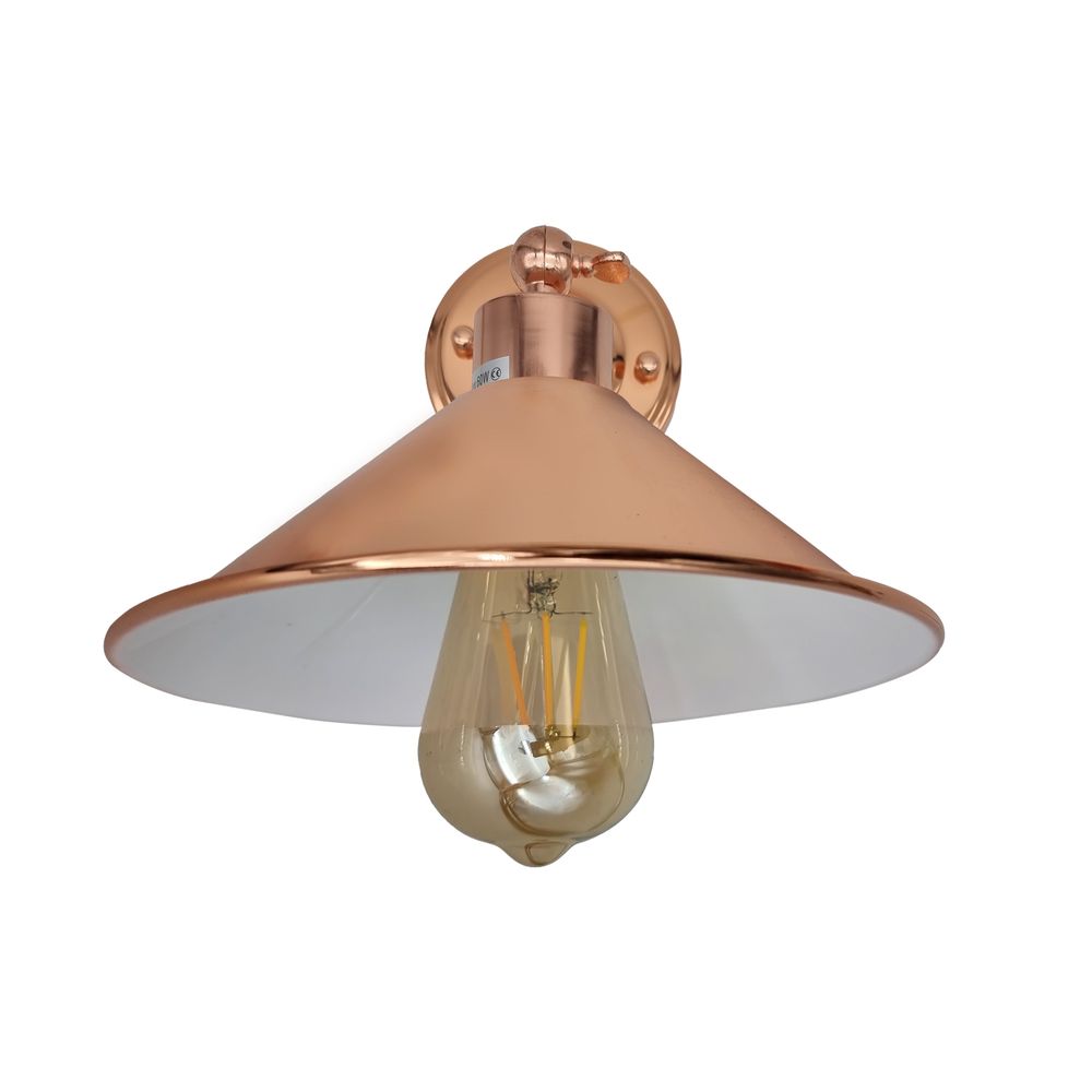 Vintage Industrial Rose Gold Retro Wall Light - Sturdy Metal Lamp Shade, Classic Style, E27, Electroplated Finish