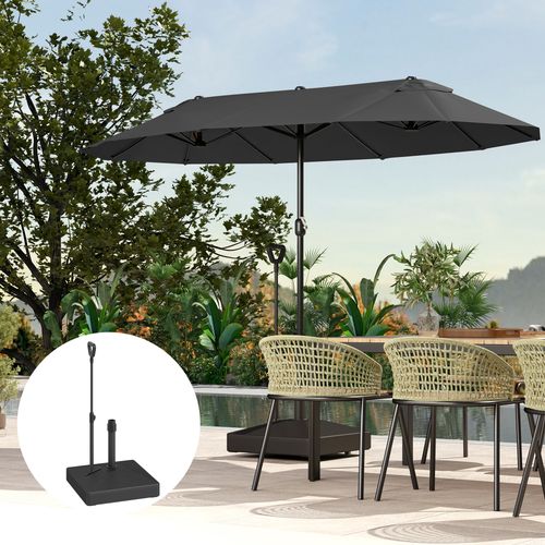 Outsunny Garden Parasol Base Parasol Stand, Sand/Water Filled, Black