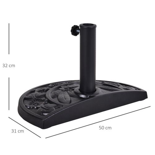Outsunny 9kg Half Round Parasol Umbrella Base Resin Outdoor Garden Furniture