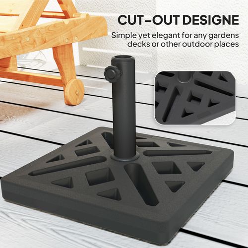 Outsunny Parasol Base 15kg Garden Umbrella Stand with Cut-Out Design, Black