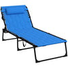 Premium Outsunny Foldable Sun Lounger w/ Reclining Back & Padded Seat - Blue | Top Quality