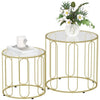HOMCOM Coffee Table Set of 2, Nest of Tables with Metal Frame, Gold Tone
