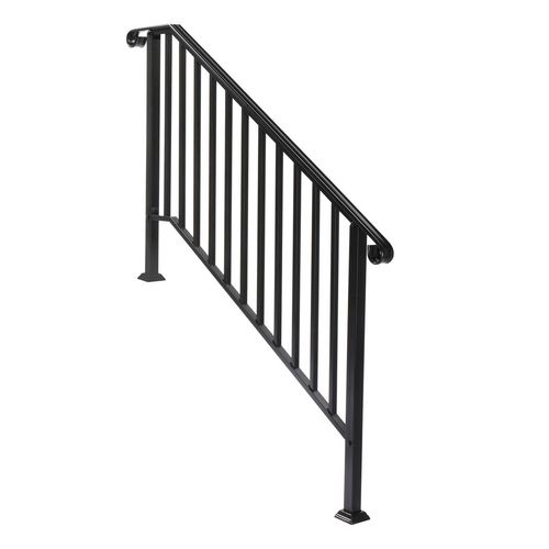 Artisasset Matte Black Outdoor 4 Level Iron Handrail