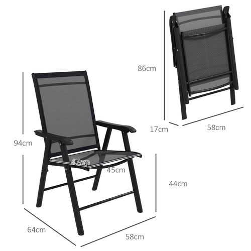 Outsunny 4-PCS Garden Armchairs Outdoor Patio Folding Furniture Black