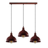 Vintage Industrial Rustic Red Pendant Light - E27 Base, Metal Brushed Fitting, Small Curvy Lamp Shade - High Quality