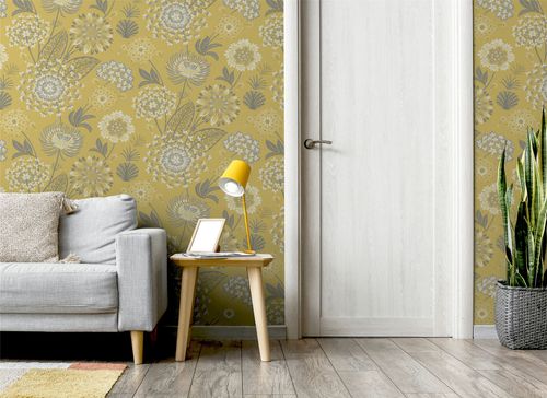 Vintage Bloom Mustard Yellow sw12 wallpaper