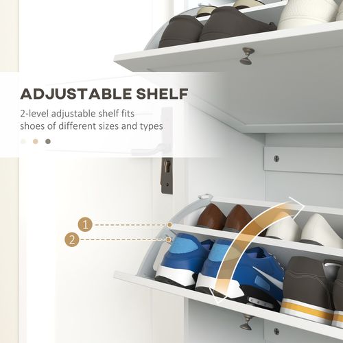 HOMCOM Narrow Shoe Cabinet with 3 Flip Drawers for 18 Pairs of Shoes White